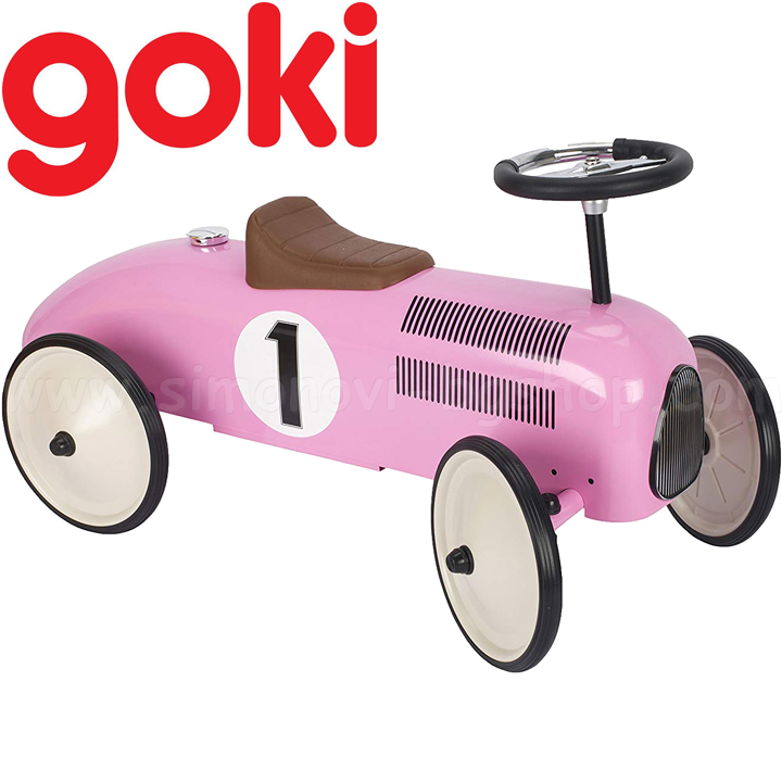 Goki Метална кола за яздене и бутане с крачета в розово 14168 Goki Метална кола за яздене и бутане с крачета в розово 14168