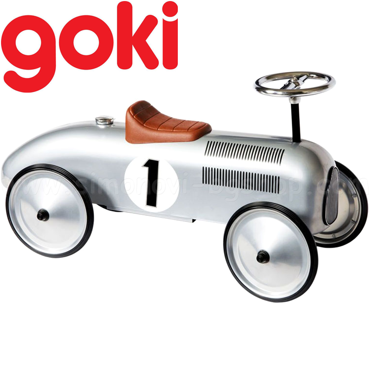 Goki Метална кола за яздене и бутане с крачета в сиво 14136 Goki Метална кола за яздене и бутане с крачета в сиво 14136