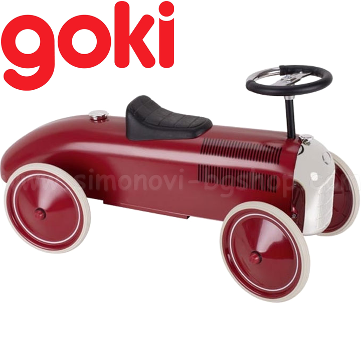 Goki Метална кола за яздене и бутане с крачета в червено 14169 Goki Метална кола за яздене и бутане с крачета в червено 14169