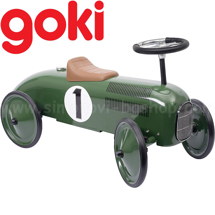 Goki Метална кола за яздене и бутане с крачета в зелено 14167 Goki Метална кола за яздене и бутане с крачета в зелено 14167
