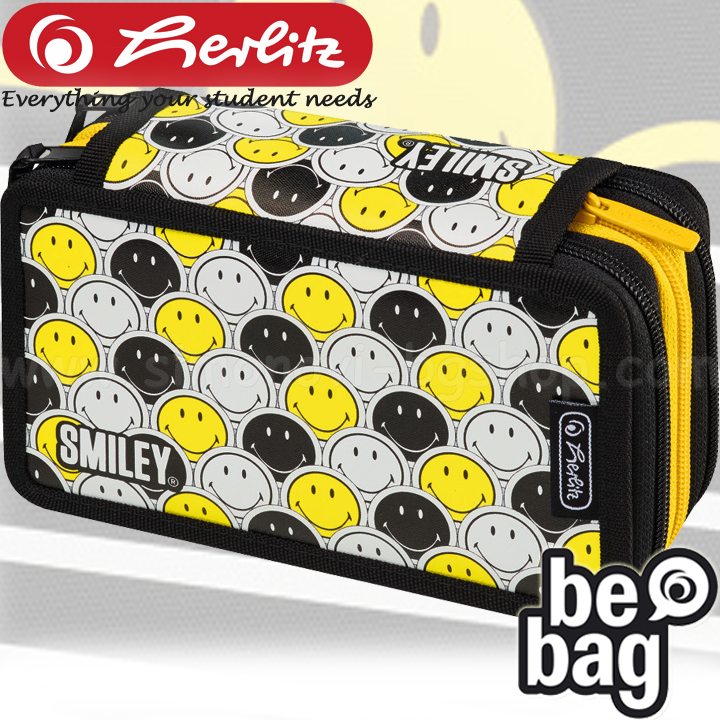 Herlitz be.bag Троен несесер - празен SmileyWorld Black Stripes 50015436 Herlitz be.bag Троен несесер - празен SmileyWorld Black Stripes 50015436