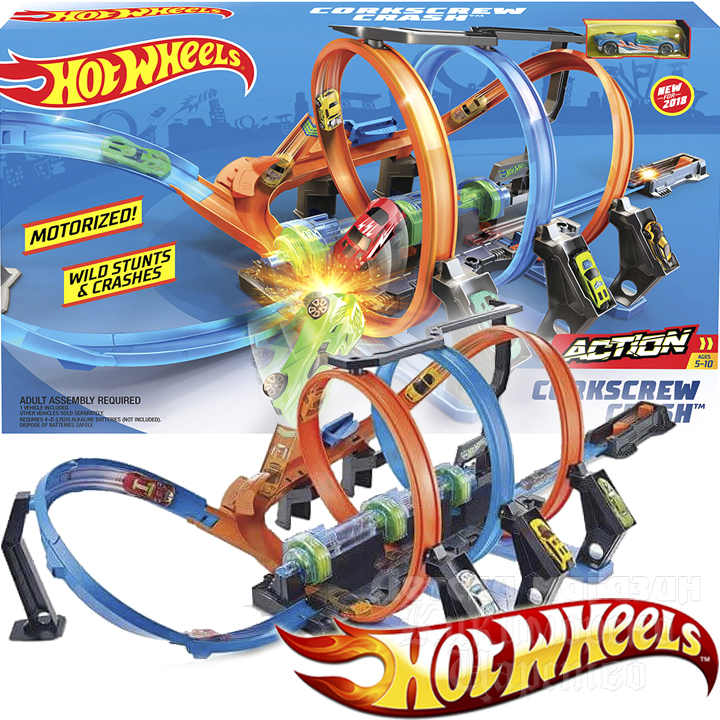 *Hot Wheels Action Мега яка писта с няколко спирали Corkscrew Crash FTB65 *Hot Wheels Action Мега яка писта с няколко спирали Corkscrew Crash FTB65