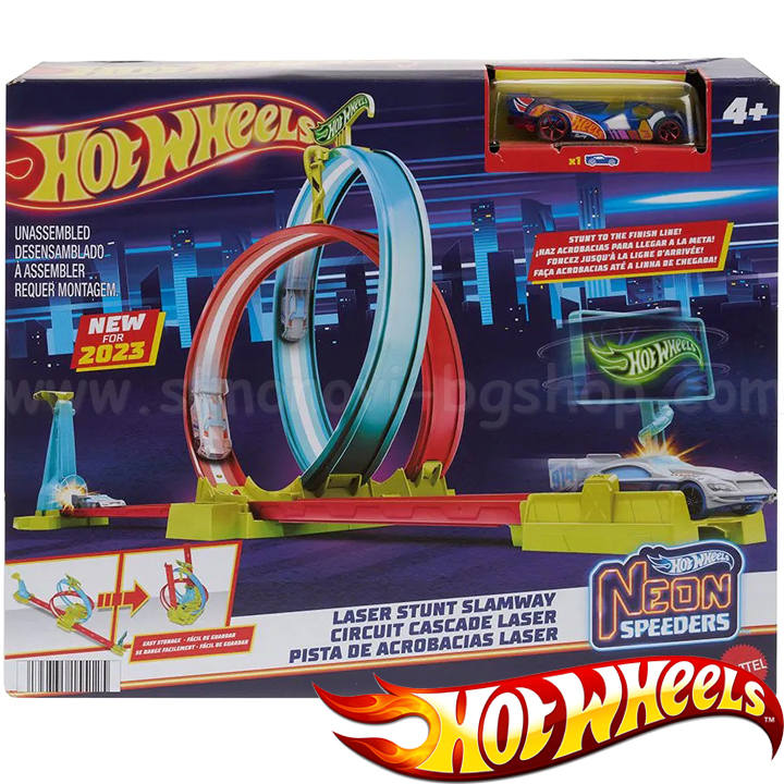 * Hot Wheels Neon Speeders    LASER STUNT SLAMWAY +  HPC05