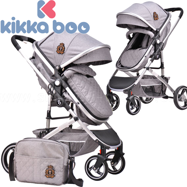 *2020 KikkaBoo Комбинирана бебешка количка TIARA Grey 31001020069 *2020 KikkaBoo Комбинирана бебешка количка TIARA Grey 31001020069