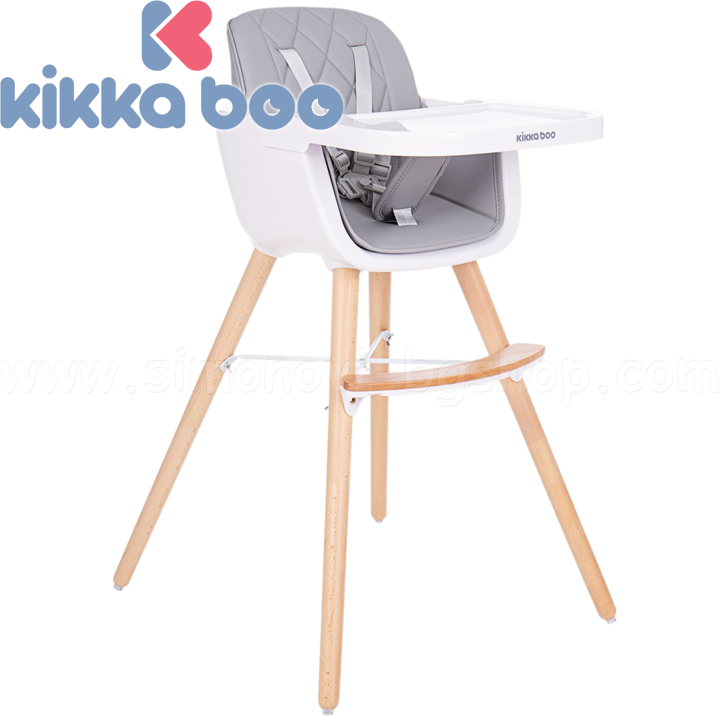 *2020 KikkaBoo Дървен стол за хранене WOODY Grey 31004010082 *2020 KikkaBoo Дървен стол за хранене WOODY Grey 31004010082