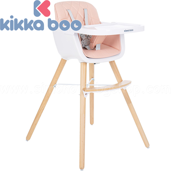 *2020 KikkaBoo Дървен стол за хранене WOODY Pink 31004010083 *2020 KikkaBoo Дървен стол за хранене WOODY Pink 31004010083