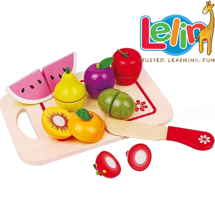 Lelin Toys Дървени зеленчуци за рязане с дъска L40046 Lelin Toys Дървени зеленчуци за рязане с дъска L40046