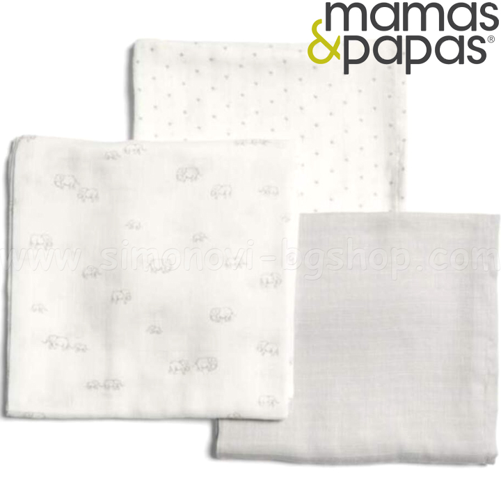 Mamas & Papas Големи тензухени пелени 3 бр. 7233WW201 Mamas & Papas Големи тензухени пелени 3 бр. 7233WW201