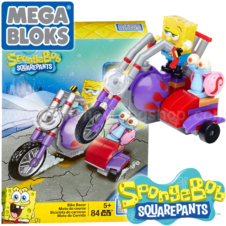 Mega Bloks Sponge Bob Конструктор с фигурка Спондж Боб 84ч. Bike Racer CNF66 Mega Bloks Sponge Bob Конструктор с фигурка Спондж Боб 84ч. Bike Racer CNF66
