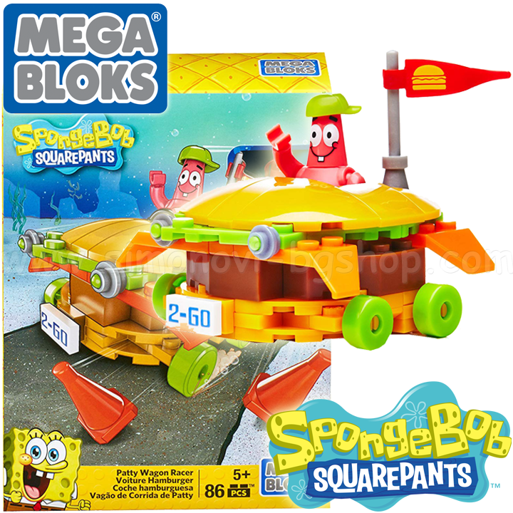 Mega Bloks Sponge Bob Конструктор с фигурка Патрик 86ч. Patty Wagon Racer CNF67 Mega Bloks Sponge Bob Конструктор с фигурка Патрик 86ч. Patty Wagon Racer CNF67
