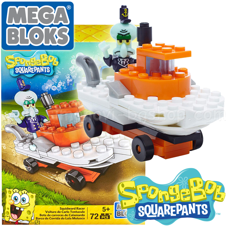 Mega Bloks Sponge Bob Конструктор с фигурка Сепия 72ч. Squidward Racer CNP24 Mega Bloks Sponge Bob Конструктор с фигурка Сепия 72ч. Squidward Racer CNP24