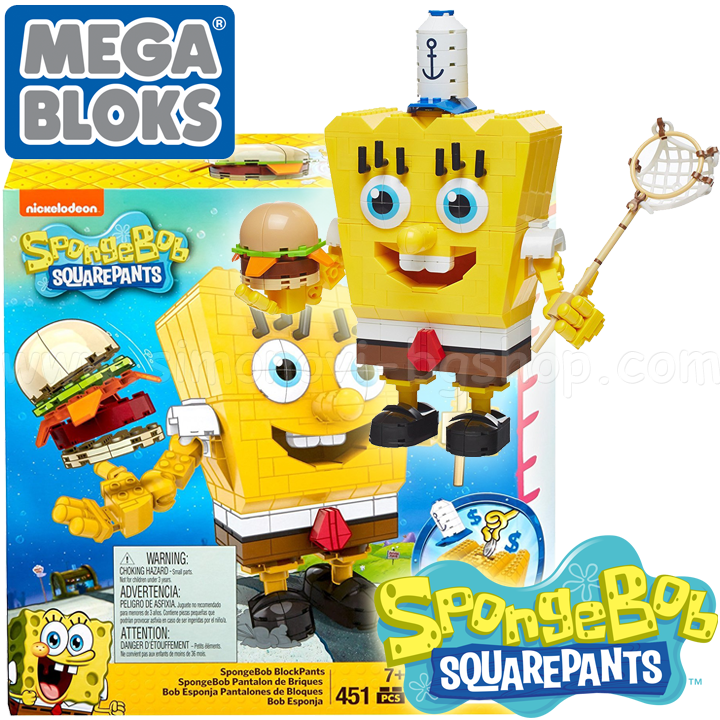 Mega Bloks Sponge Bob Конструктор - касичка 451ч. BlockPants DPH70 Mega Bloks Sponge Bob Конструктор - касичка 451ч. BlockPants DPH70