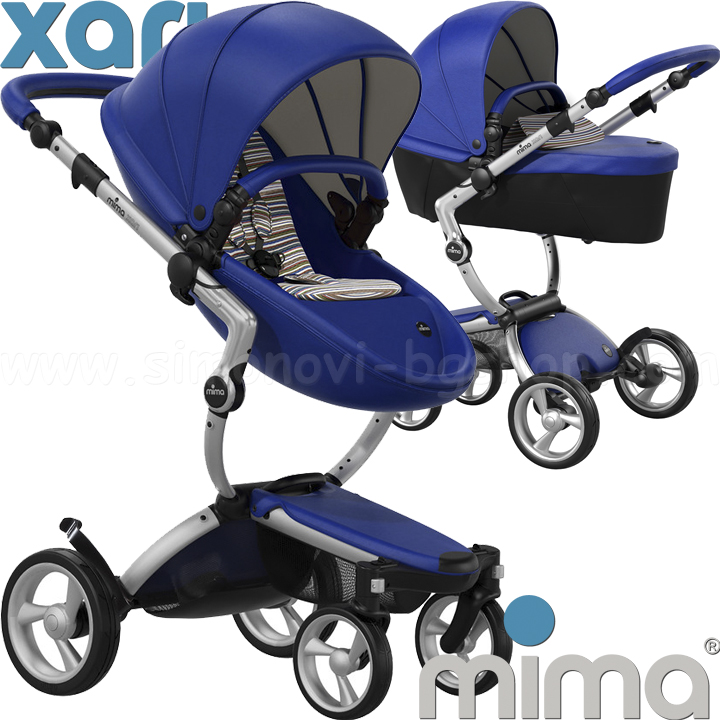 Mima Xari Royal Blue Комбинирана бебешка количка 2в1 Aluminium/ Autumn Stripes Mima Xari Royal Blue Комбинирана бебешка количка 2в1 Aluminium/ Autumn Stripes