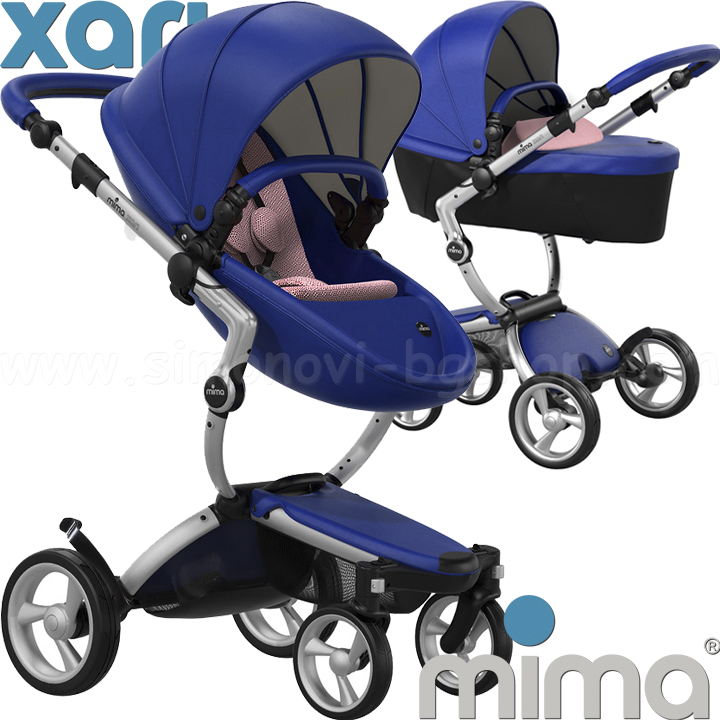 Mima Xari Royal Blue Комбинирана бебешка количка 2в1 Aluminium/ Pixel Pink Mima Xari Royal Blue Комбинирана бебешка количка 2в1 Aluminium/ Pixel Pink