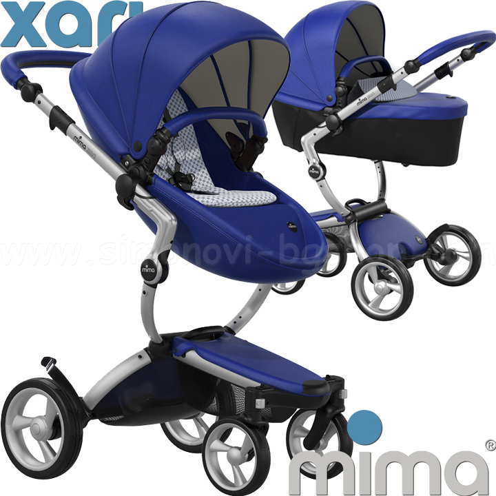 Mima Xari Royal Blue Комбинирана бебешка количка 2в1 Aluminium/ Retro Blue Mima Xari Royal Blue Комбинирана бебешка количка 2в1 Aluminium/ Retro Blue