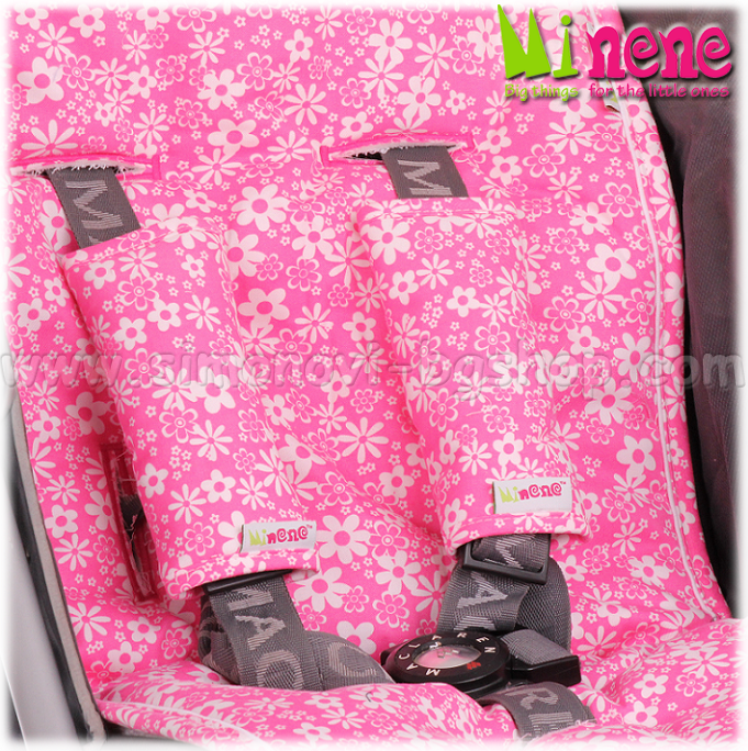 *Minene® Мека хавлиена подложка за количка Pink Flowers *Minene® Мека хавлиена подложка за количка Pink Flowers