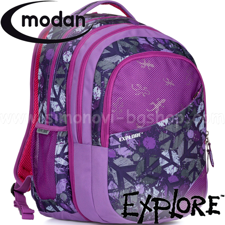 Modan Explore Ученическа ергономична раница 2 в 1 Peace Purple E1220 Modan Explore Ученическа ергономична раница 2 в 1 Peace Purple E1220