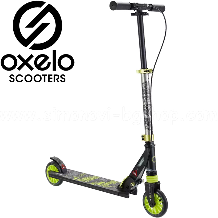Oxelo Тротинетка MID 5 до 100кг. с окачване и спирачка Black/Green 8282642 Oxelo Тротинетка MID 5 до 100кг. с окачване и спирачка Black/Green 8282642