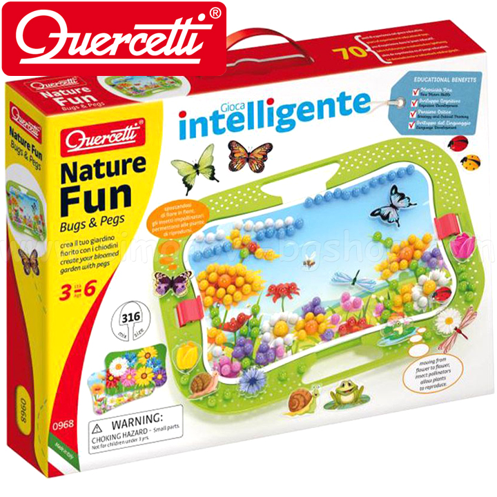 Quercetti Gioca Intelligente Мозайка 316ч. Nature Fun Bugs and Pegs 968 Quercetti Gioca Intelligente Мозайка 316ч. Nature Fun Bugs and Pegs 968