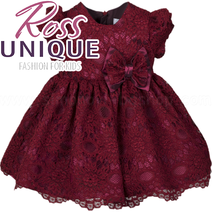 Ross Unique Дантелена Бебешка рокля в цвят бордо Ross Unique Дантелена Бебешка рокля в цвят бордо