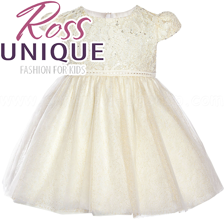 Ross Unique Бебешка рокля с дантела злато и тюл Ross Unique Бебешка рокля с дантела злато и тюл