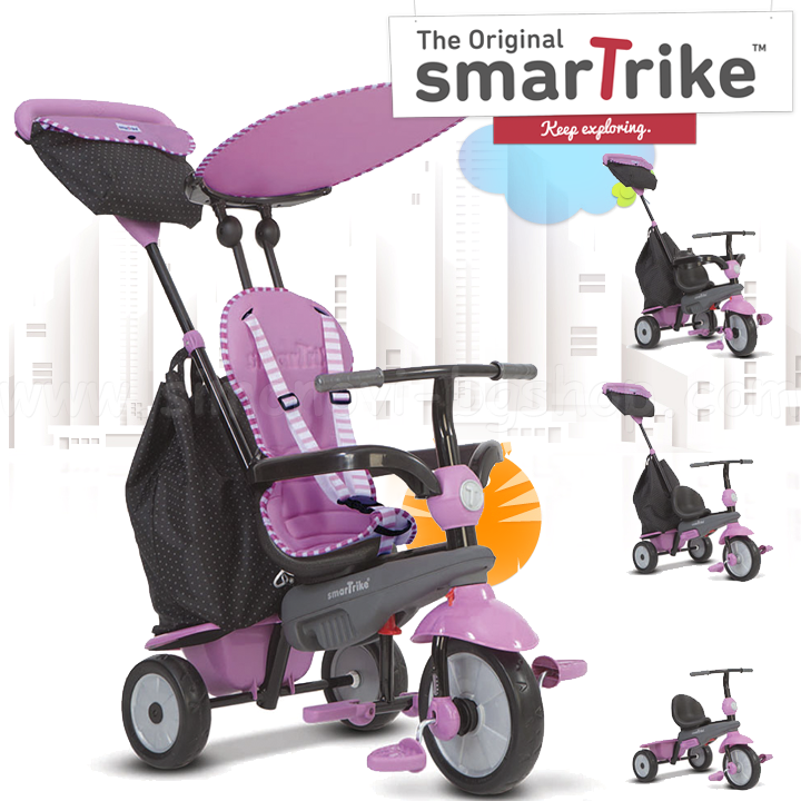 * 2023 Smart Trike Shine Touch Steering Children's Trike 4 in 1 Pink 6952202