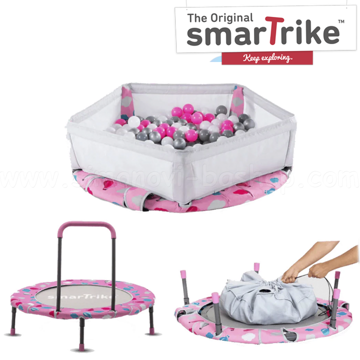 * 2022 SmarTrike Children's trampoline with handle 3 in 1 90 cm in pink 9200003