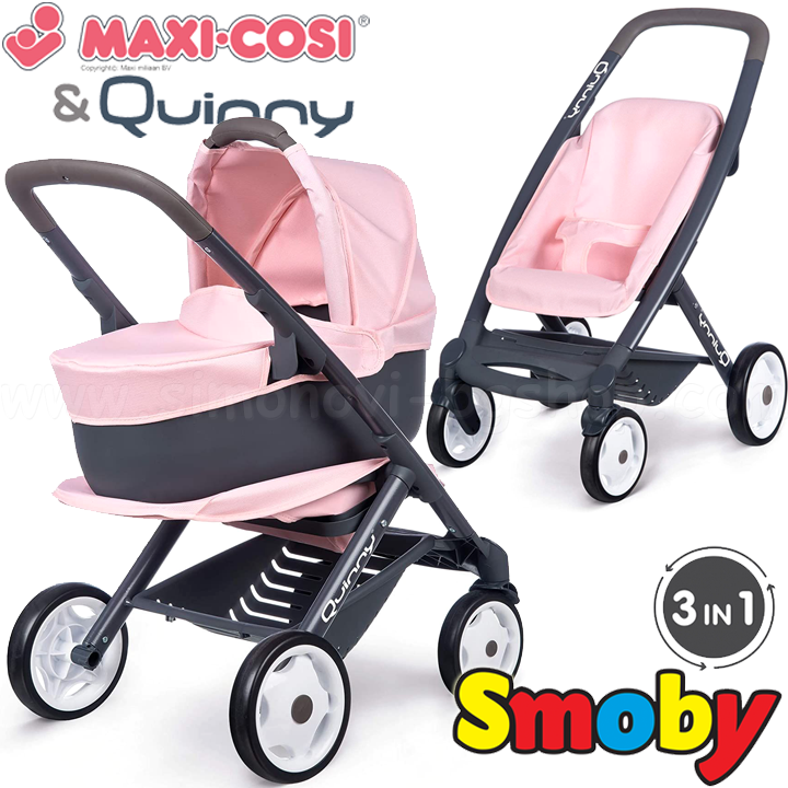 * Smoby Количка за кукла 3 в 1 Maxi-Cosi Quinny Light Pink 7600253117