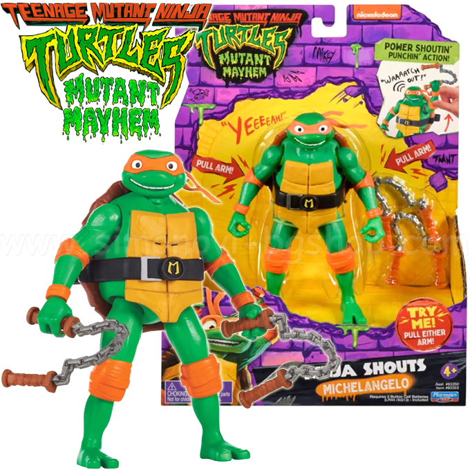 * Ninja Turtles Ninja Turtle figure with sounds "Total Chaos" Michelangelo 83350