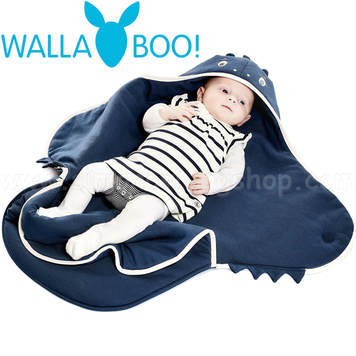 *Wallaboo Бебешко одеяло за повиване Coco Animal Драконче Blue *Wallaboo Бебешко одеяло за повиване Coco Animal Драконче Blue
