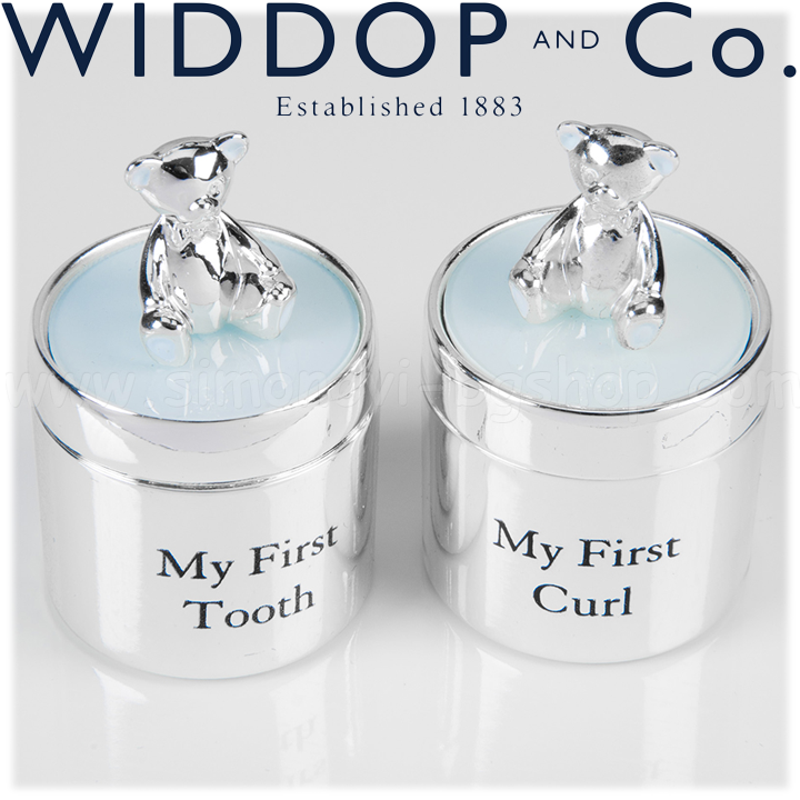 Widdop and Co. Bambino Посребрени кутийки за зъбче и кичур в синьо CG532B Widdop and Co. Bambino Посребрени кутийки за зъбче и кичур в синьо CG532B