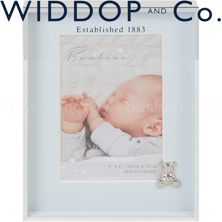Widdop and Co. Bambino Посребрена рамка за снимка с мече в синьо CG505B Widdop and Co. Bambino Посребрена рамка за снимка с мече в синьо CG505B
