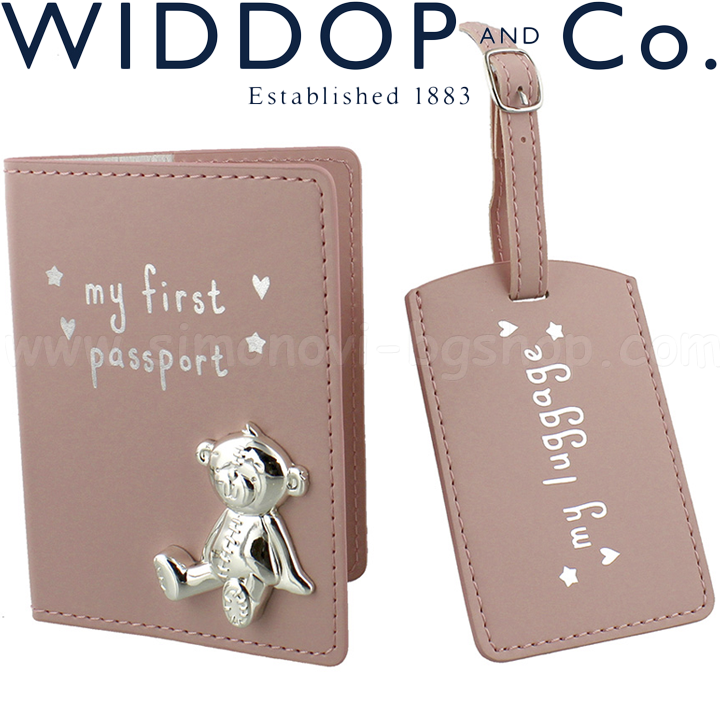 * 2017 Widdop and Co. Калъф за паспорт и табелка с посребрена декорация Button C * 2017 Widdop and Co. Калъф за паспорт и табелка с посребрена декорация Button C