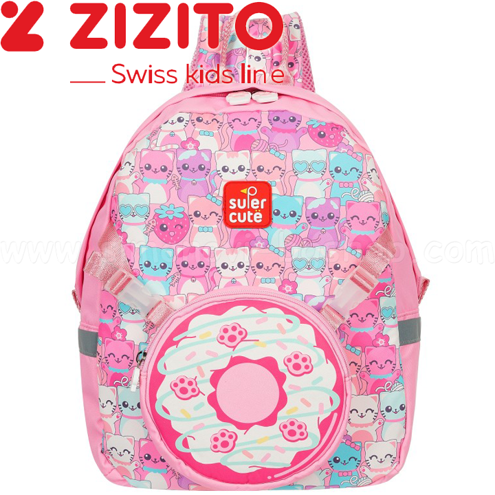 Zizito Children's backpack Kitten in pink with mini bag 12698
