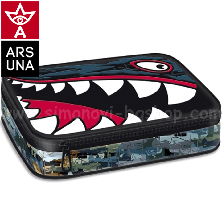 Flying Sharks Ученически несесер с един цип на две нива 51340018 Ars Una Flying Sharks Ученически несесер с един цип на две нива 51340018 Ars Una