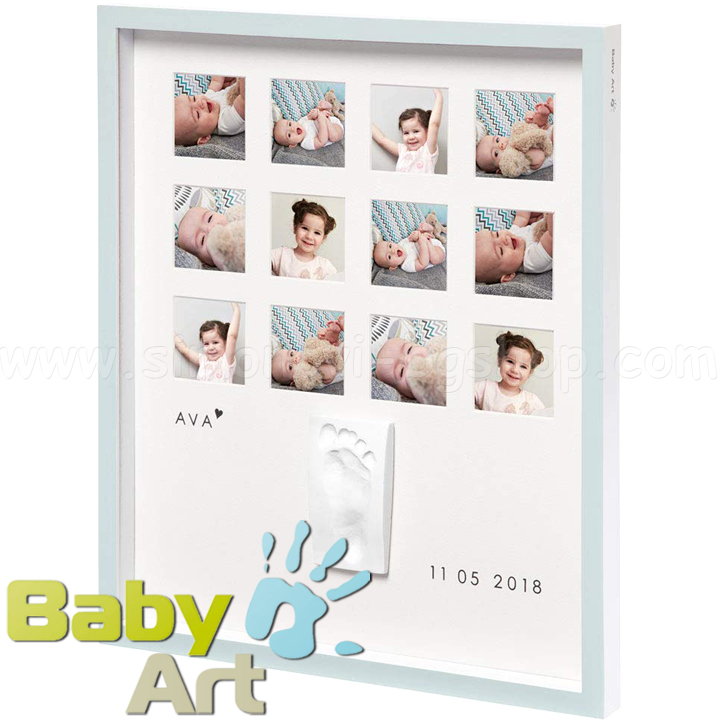 Baby Art Отпечатък + 12 снимки My Very First Year със св.синя рамка Crystalline Baby Art Отпечатък + 12 снимки My Very First Year със св.синя рамка Crystalline