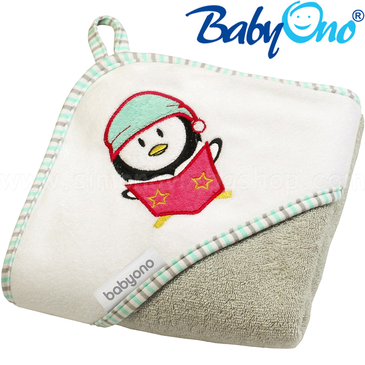 BabyOno Бебешка хавлия за баня с качулка 100х100см. Terry Пингвин 214/01 BabyOno Бебешка хавлия за баня с качулка 100х100см. Terry Пингвин 214/01