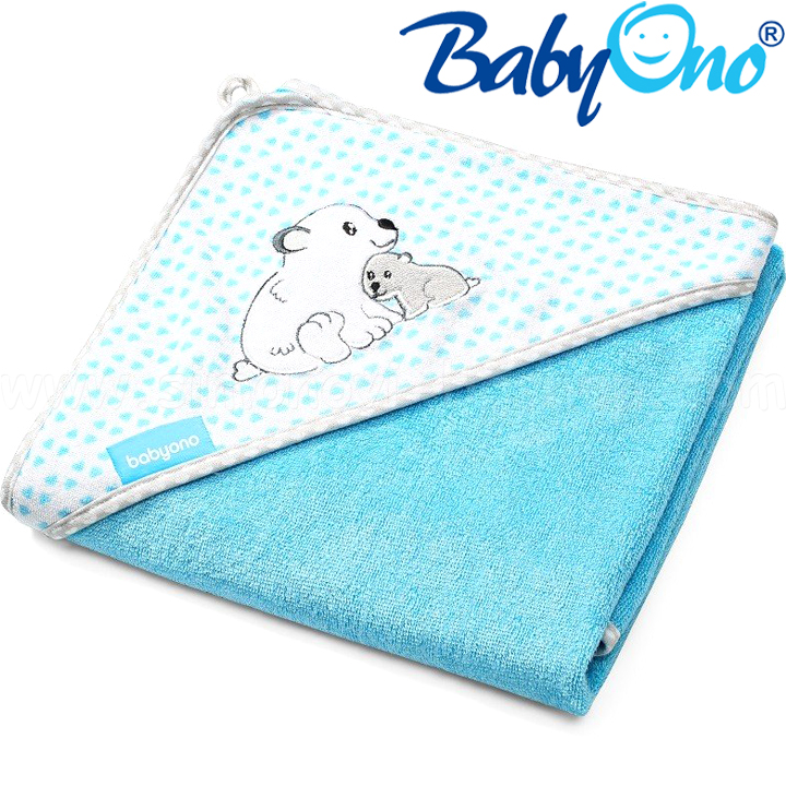 BabyOno Бамбукова хавлия за баня с качулка 76х76см. Big Animals Blue 345/02 BabyOno Бамбукова хавлия за баня с качулка 76х76см. Big Animals Blue 345/02