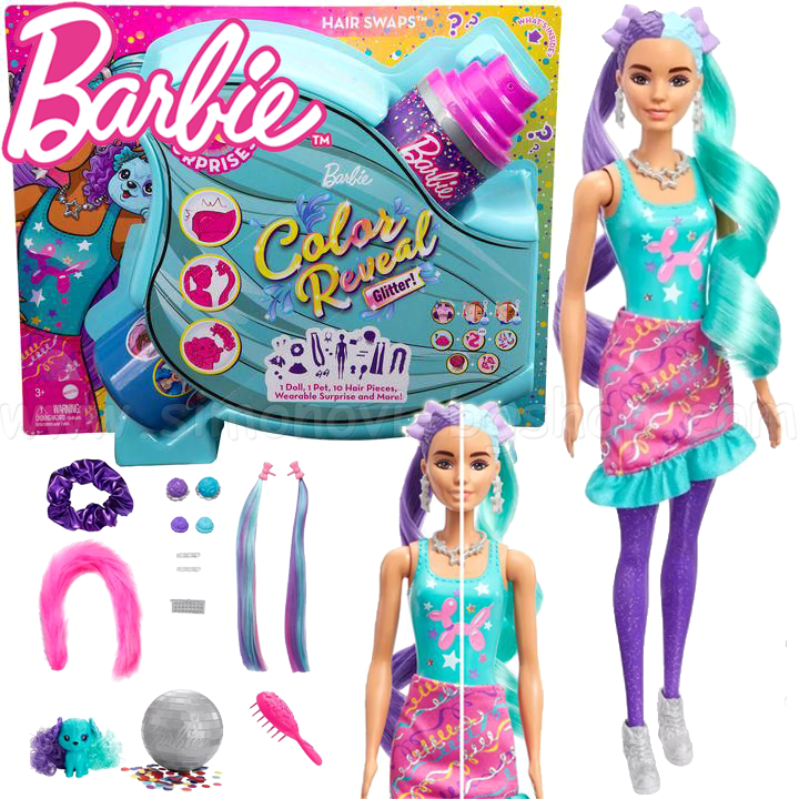 * Barbie Color Reveal® Трансформираща кукла Барби със синя коса HBG38