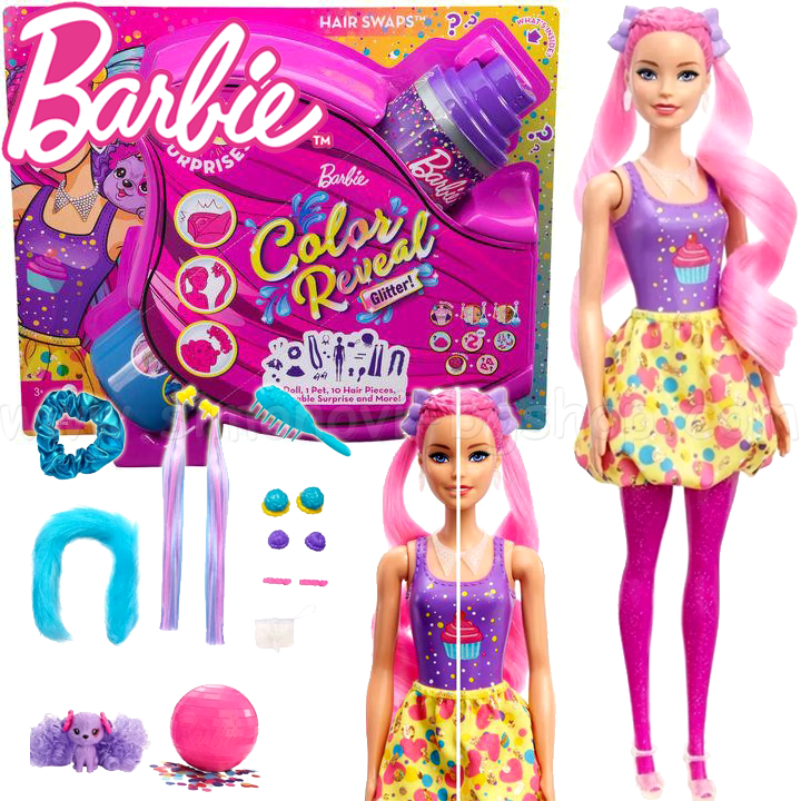 * Barbie Color Reveal® Трансформираща кукла Барби с розова коса HBG38