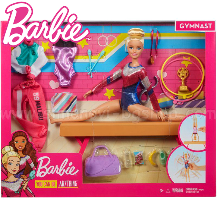 **Barbie® Кукла Барби гимнастичка с дрехи и аксесоари GJM72 **Barbie® Кукла Барби гимнастичка с дрехи и аксесоари GJM72