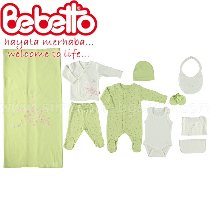 Bebetto Writing set 10 parts Mini Flowers Green Z624