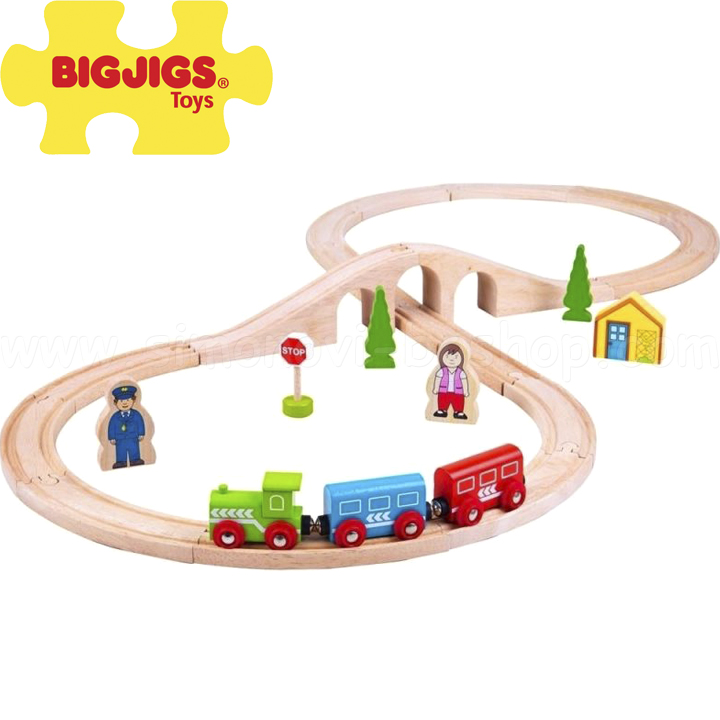 Bigjigs BJT012 Wooden Train and Track Set