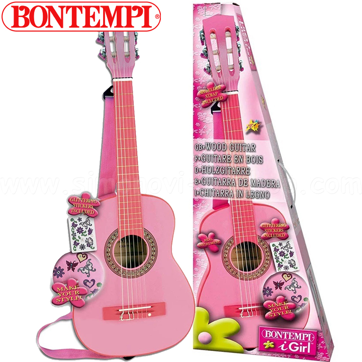 Bontempi Igirl Wooden guitar with six strings 75 cm GSW7571 / SL