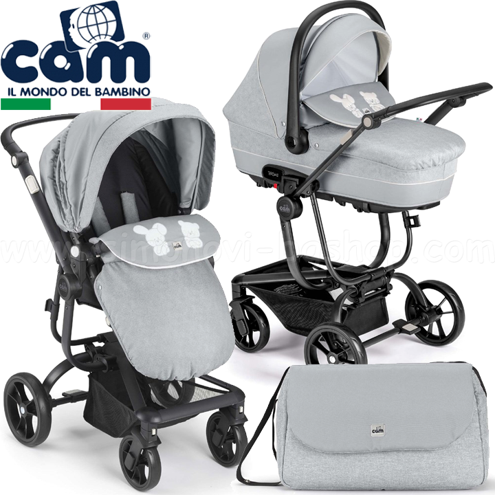 * 2023 CAM Taski Sport Combined baby stroller 3in1 Light Grey col.877