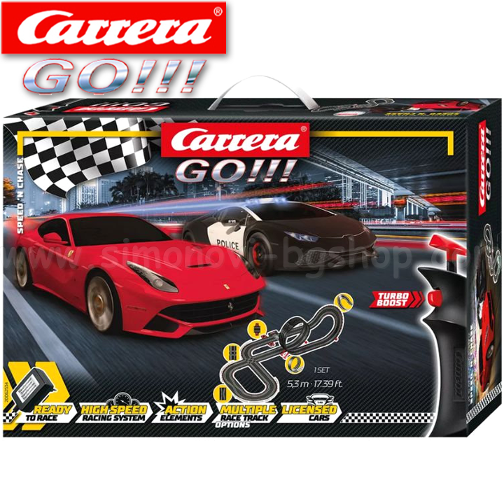 Carrera GO!!! Pista electrică Speed ​​'n Chase de 5,3 m. cu buc