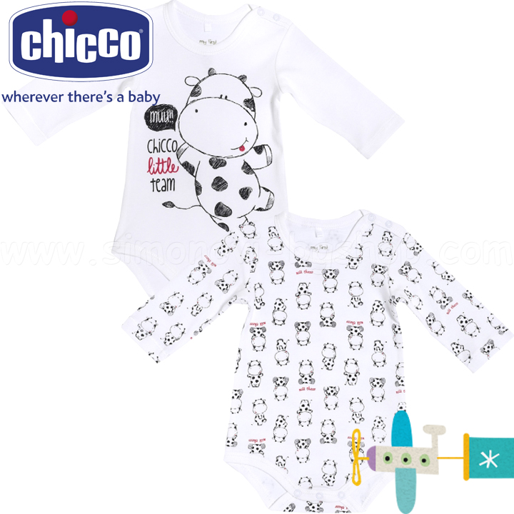 Chicco - Боди с дълъг ръкав комплект 2 броя 18089.030 (50-92см) Chicco - Боди с дълъг ръкав комплект 2 броя 18089.030 (50-92см)