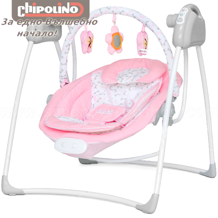 Chipolino Електрическа бебешка люлка-шезлонг Paradise Pink Ribbon Chipolino Електрическа бебешка люлка-шезлонг Paradise Pink Ribbon
