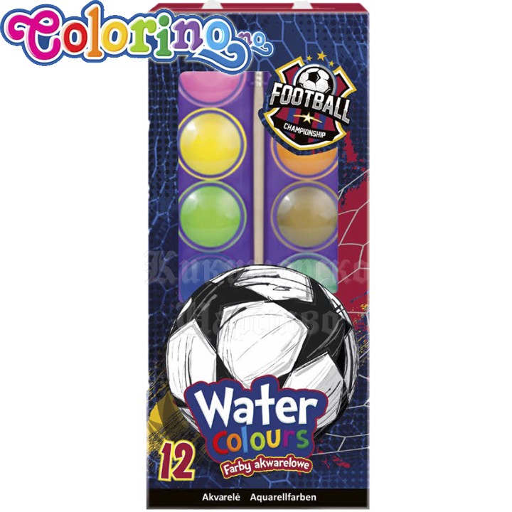 *Colorino Water Colors Creioane 12 culori Fotbal 21719PTR