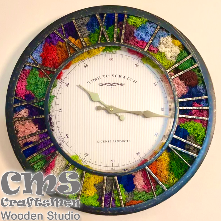 *Crafts Men Studio Стенен часовник със скандинавски мъх "Colorful"